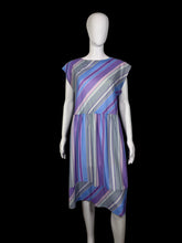 Load image into Gallery viewer, 1980's Purple Striped Lady Page Secretary Dress - Size XL