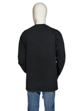Load image into Gallery viewer, Black long sleeve tee with tuxedo design on a mannequin against a plain background