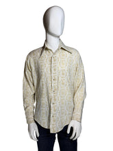 Load image into Gallery viewer, 1970's Men's Zodiac Print Button Up Dress Shirt- Size L