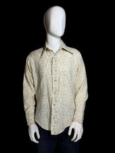 Load image into Gallery viewer, 1970's Men's Zodiac Print Button Up Dress Shirt- Size L