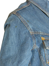 Load image into Gallery viewer, Close-up of blue denim fabric with visible stitching