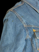 Load image into Gallery viewer, Close-up of blue denim fabric with visible stitching