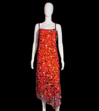 Load image into Gallery viewer, Mannequin wearing a red patterned dress on a plain background