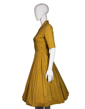 Load image into Gallery viewer, 1950's Mustard Cotton Fit and Flare Shirtwaist Dress - Size S