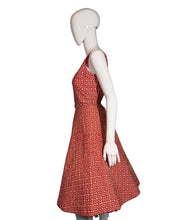Load image into Gallery viewer, Mannequin wearing a red textured dress on a white background.