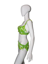 Load image into Gallery viewer, Mannequin wearing a green and white patterned bikini set against a plain background