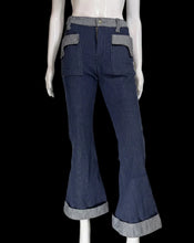 Load image into Gallery viewer, 1970's Sweet Two Tone Denim Flared Pants - Size 28 x 30