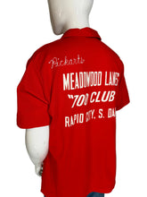 Load image into Gallery viewer, Red sweatshirt with text on a mannequin against a white background
