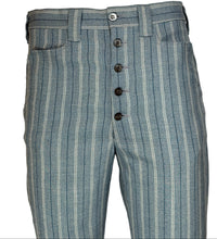Load image into Gallery viewer, Blue striped pants on a mannequin against a plain background