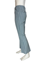 Load image into Gallery viewer, Blue striped pants on a mannequin against a plain background