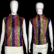 Load image into Gallery viewer, 1960's Striped Sequin Knit Top - Size M