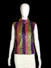 Load image into Gallery viewer, 1960's Striped Sequin Knit Top - Size M