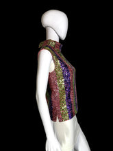 Load image into Gallery viewer, 1960's Striped Sequin Knit Top - Size M