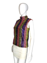 Load image into Gallery viewer, 1960's Striped Sequin Knit Top - Size M