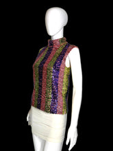 Load image into Gallery viewer, 1960's Striped Sequin Knit Top - Size M
