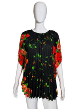 Load image into Gallery viewer, Black dress with red floral pattern on a mannequin