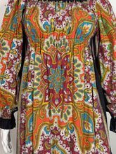 Load image into Gallery viewer, 1970's Paisley Peasant Cut Mini Dress Size S