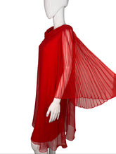 Load image into Gallery viewer, 1960's Red Chiffon Angel Wing Cocktail Dress Size M/L