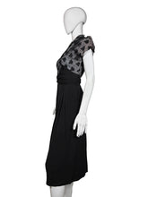 Load image into Gallery viewer, Black dress with butterfly pattern on a mannequin