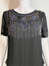 Load image into Gallery viewer, 1920's Black Beaded Evening Dress Size M