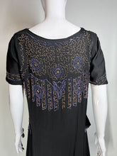 Load image into Gallery viewer, 1920's Black Beaded Evening Dress Size M