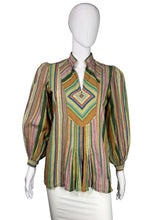 Load image into Gallery viewer, Multicolored striped shirt on a mannequin
