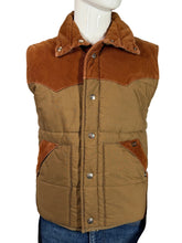 Load image into Gallery viewer, Brown and orange quilted vest on a mannequin