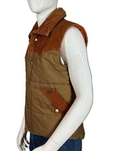 Load image into Gallery viewer, Brown and orange quilted vest on a mannequin