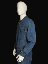 Load image into Gallery viewer, Blue denim jacket on a mannequin against a plain background