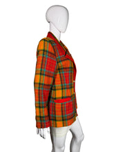 Load image into Gallery viewer, Plaid jacket with red accents on a mannequin against a white