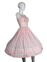 Load image into Gallery viewer, Pink plaid dress with a crinoline added for volume on a white background