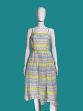 Load image into Gallery viewer, Mannequin wearing a pastel striped dress on a white background