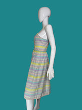 Load image into Gallery viewer, Mannequin wearing a striped dress against a plain wall.