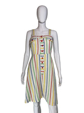 Load image into Gallery viewer, White sleeveless dress with colorful stripes