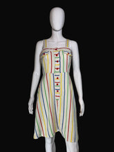 Load image into Gallery viewer, White sleeveless dress with colorful stripes