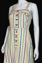 Load image into Gallery viewer, White sleeveless dress with colorful stripes