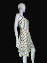Load image into Gallery viewer, White sleeveless dress with colorful stripes