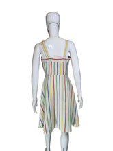 Load image into Gallery viewer, White sleeveless dress with colorful stripes