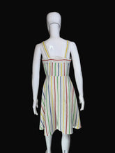 Load image into Gallery viewer, White sleeveless dress with colorful stripes