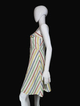 Load image into Gallery viewer, White sleeveless dress with colorful stripes