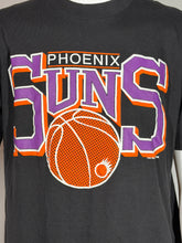 Load image into Gallery viewer, Black t-shirt with Phoenix Suns logo on a mannequin