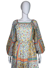 Load image into Gallery viewer, 1970's Rainbow Floral Maxi Dress Size S/M