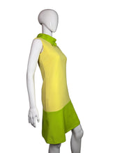Load image into Gallery viewer, Mannequin wearing a yellow dress with green accents against a plain background