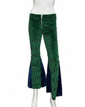 Load image into Gallery viewer, Green and Blue Bell Bottoms against a white background