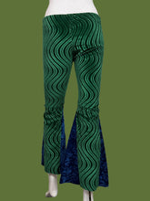 Load image into Gallery viewer, Green and Blue Bell Bottoms against a white background