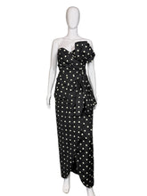Load image into Gallery viewer, Black polka dot dress on a mannequin.