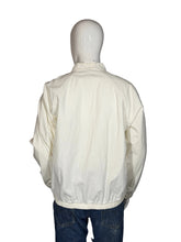 Load image into Gallery viewer, White jacket with colorful stripe design on a mannequin