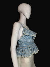 Load image into Gallery viewer, 1970's Blue and White Gingham Eyelet Tank Size S/M