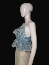 Load image into Gallery viewer, 1970's Blue and White Gingham Eyelet Tank Size S/M