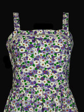Load image into Gallery viewer, 1970's Purple Floral Cotton Sun Dress - Size M